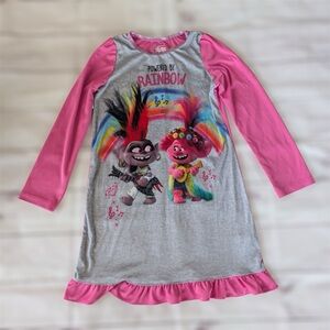 DreamWorks Trolls World Tour Poppy Girls Pajama Night Gown Pink Size 8 Ruffle